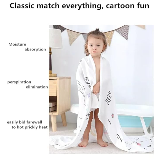 Bear Pattern Bamboo Fibre Ultra-Thin Baby Swaddle Blankets | 110 x 110 cm