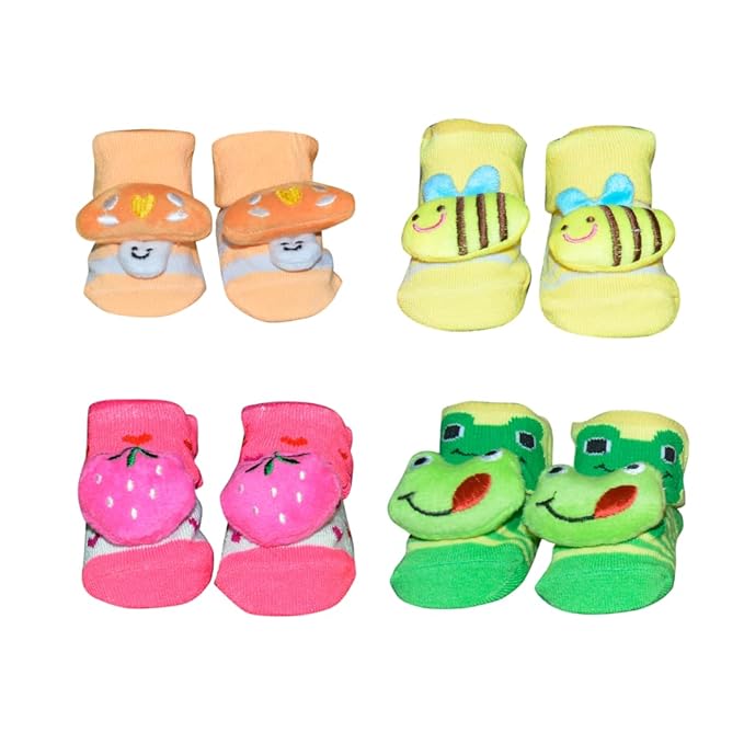 Soft Cotton Anti-Skid New Born Baby Socks (Pack of 4)