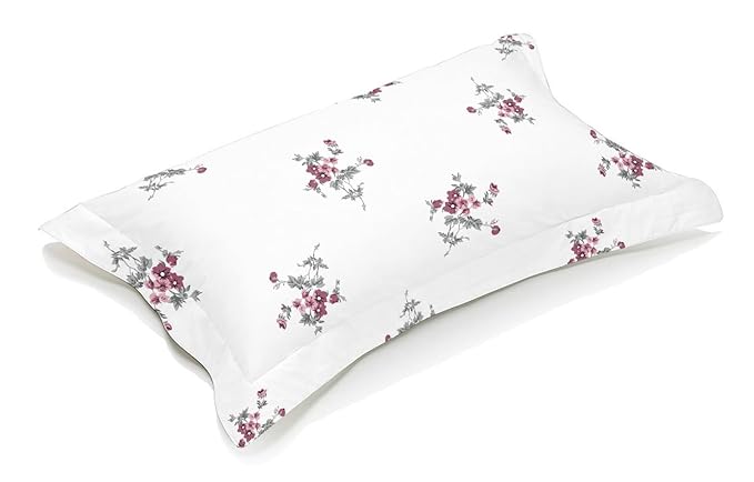 Soft Cotton Floral Pillow Cover (White Red)