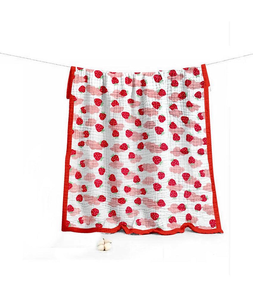 Strawberry Print Multipurpose Blanket for Babies