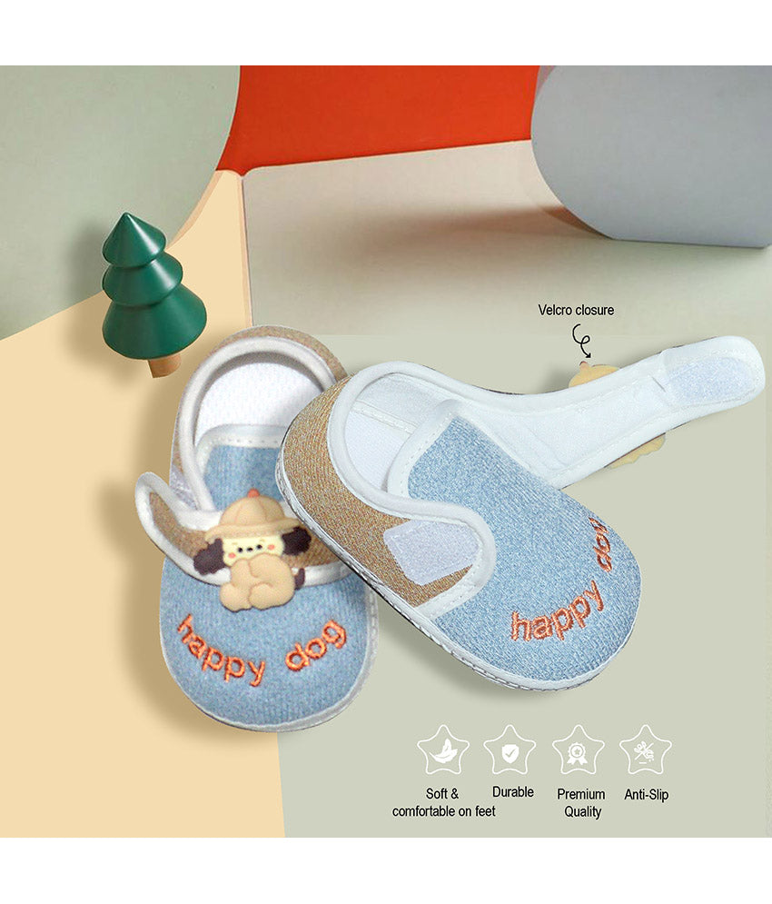 Teddy Cotton Baby Shoes in Blue