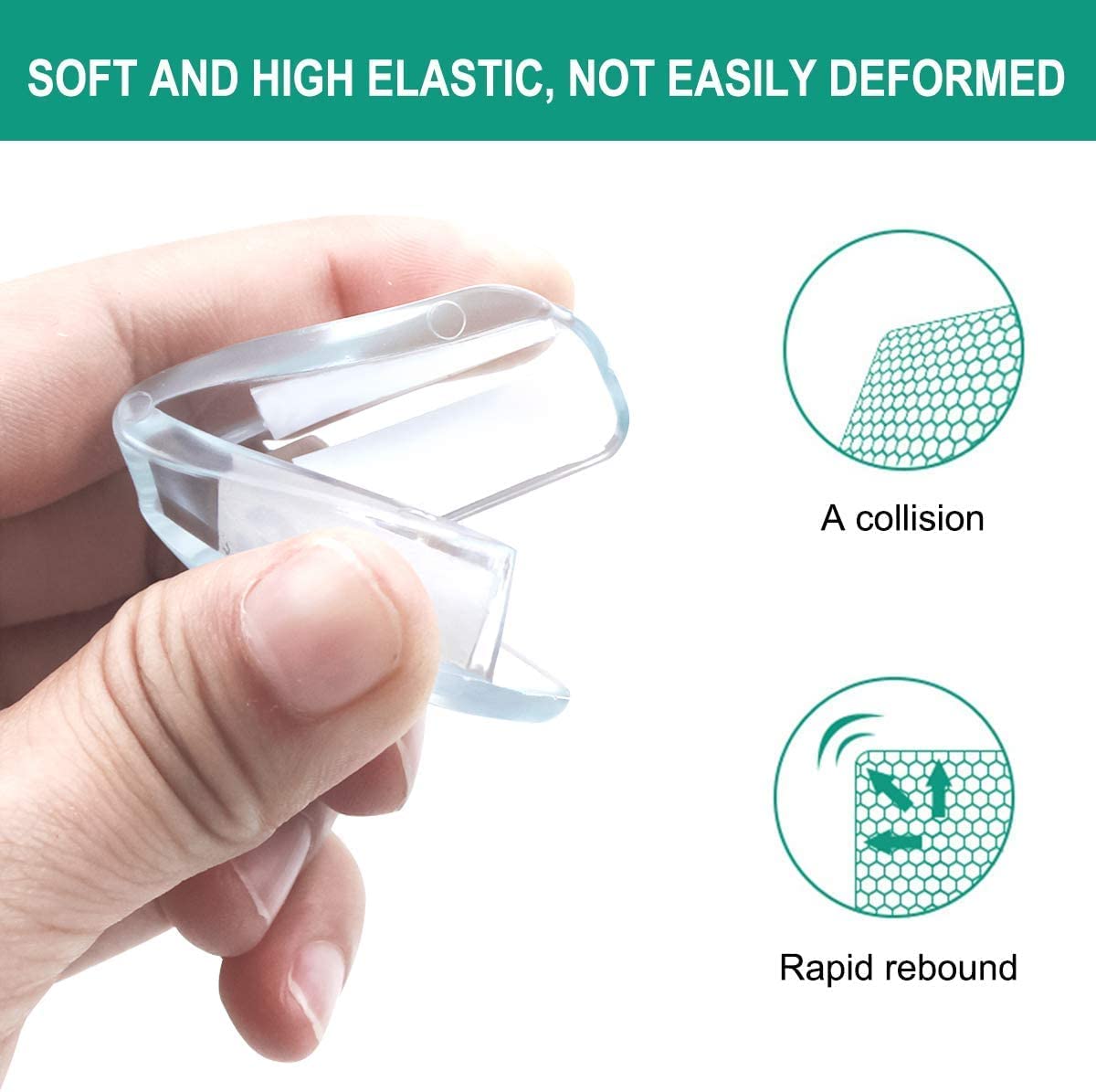 L - Shaped Silicone Tranaparent Corner Guards | Baby Proofing Edge & Corner Guards for Sharp Edges, Table, Bed & Furniture | Child Safety Cushion for Baby Proofing