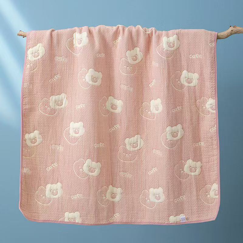 Luxurious 6-Layer Muslin Baby Blanket (110 × 110 cm) | Reversible, Breathable, Soft & All-Season Comfort | Teddy Print