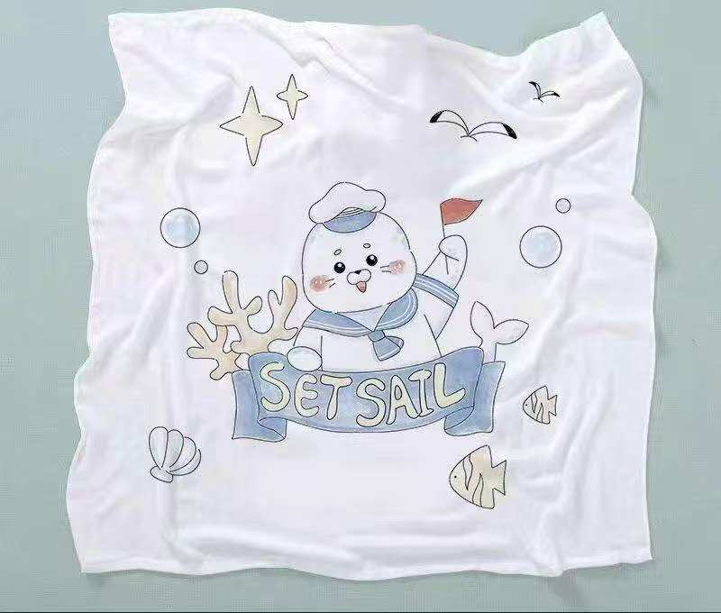 Water Seal Printed Bamboo Fibre Ultra-Thin Baby Swaddle Blankets | 110 x 110 cm