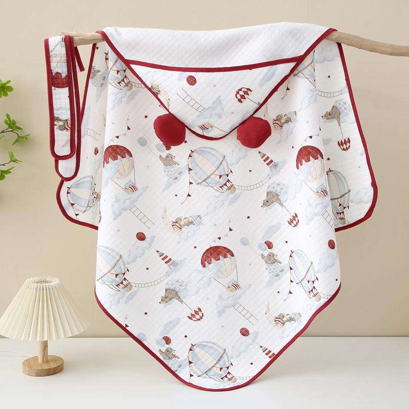 Baby Hooded Towel | 100% Muslin-Cotton (80x80 cm) | Ultra Soft & Absorbent Bath Towel for Infants & Toddler