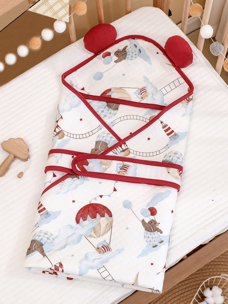 Baby Hooded Towel | 100% Muslin-Cotton (80x80 cm) | Ultra Soft & Absorbent Bath Towel for Infants & Toddler