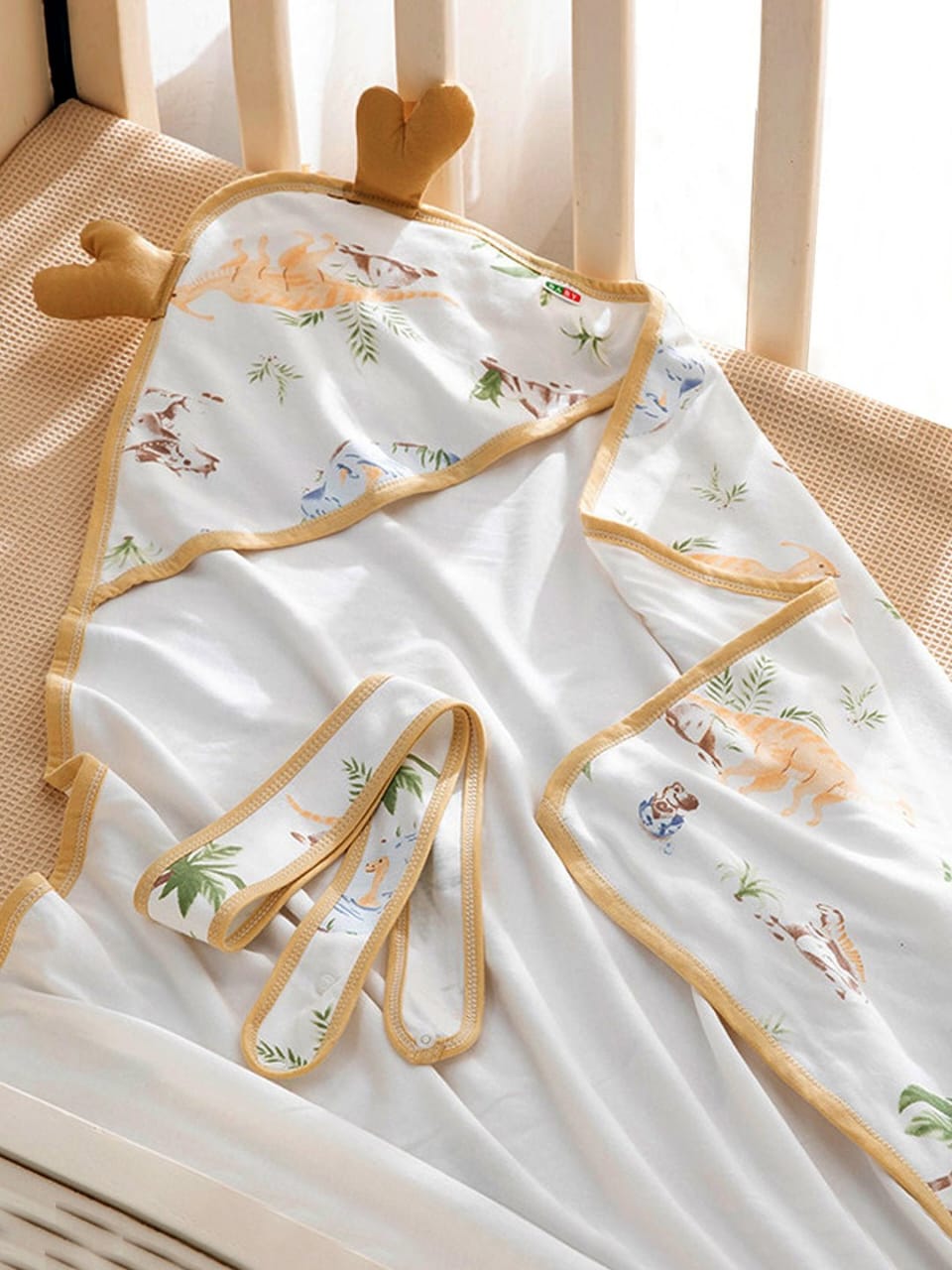 Baby Hooded Towel | 100% Muslin-Cotton (80x80 cm) | Ultra Soft & Absorbent Bath Towel for Infants & Toddler
