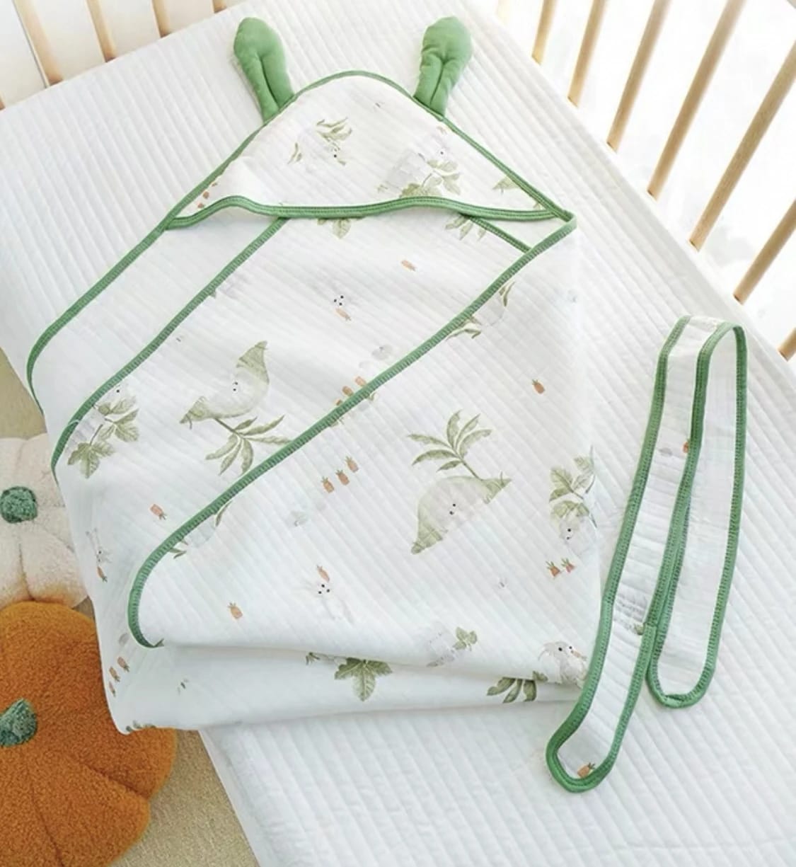 Baby Hooded Towel | 100% Muslin-Cotton (80x80 cm) | Ultra Soft & Absorbent Bath Towel for Infants & Toddler