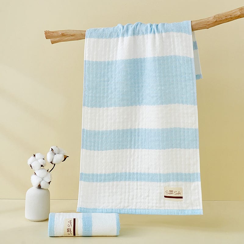 6 Layer Muslin-Cotton Stripe Towel | Ultra Soft, Breathable & Skin-Friendly Baby Blanket | All-Season Use for Toddlers & Kids