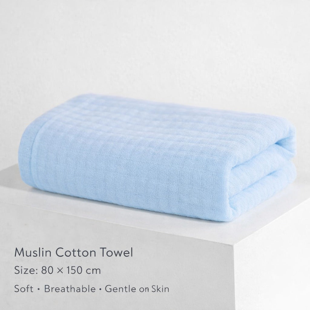 6 Layer Muslin-Cotton Solid Towel | Ultra Soft, Breathable & Skin-Friendly Baby Blanket | All-Season Use for Toddlers & Kids | 80x150 cm