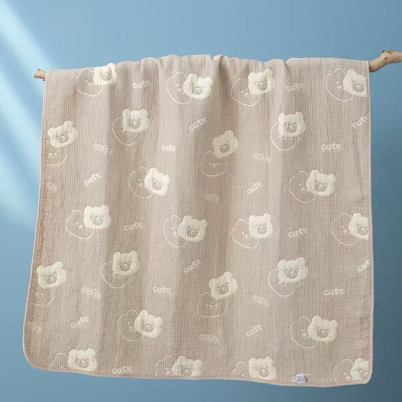 Luxurious 6-Layer Muslin Baby Blanket (110 × 110 cm) | Reversible, Breathable, Soft & All-Season Comfort | Teddy Print