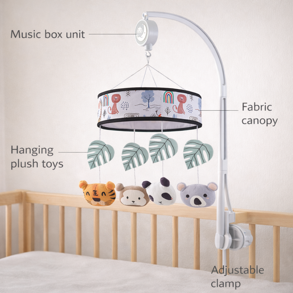 Baby Crib Hanging Toy with Music + 360° Rotation (Infant Circular - Crib Toy)