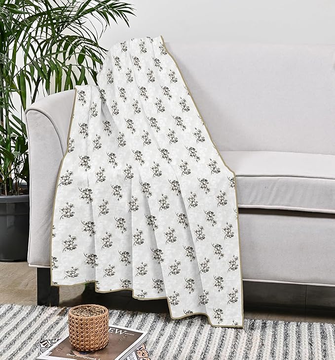 White Floral modern cotton dohar for Single Bed (142x220 cm)