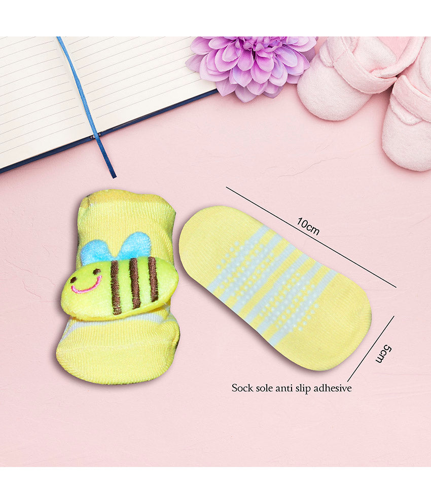 Yellow socks with cartoon design