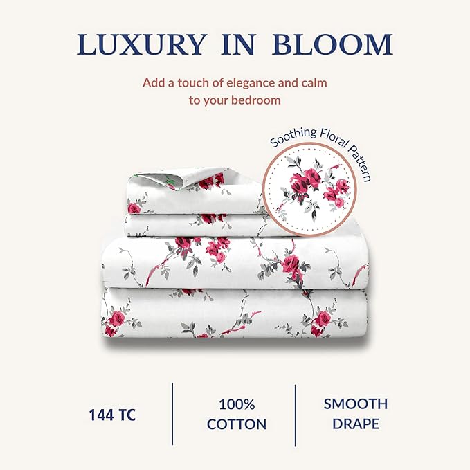 cotton bedsheet in pink floral design