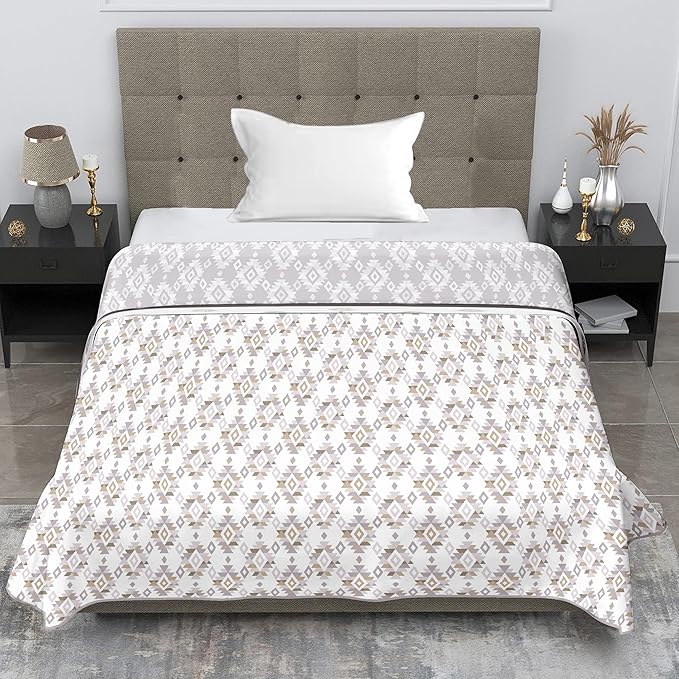 Modern Cotton Dohar for Single Bed (Desert Diamonds White)